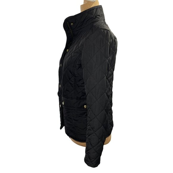J. Crew Factory Quilted Jacket Black Gold Mock Neck Size XS (READ) - Picture 2 of 10